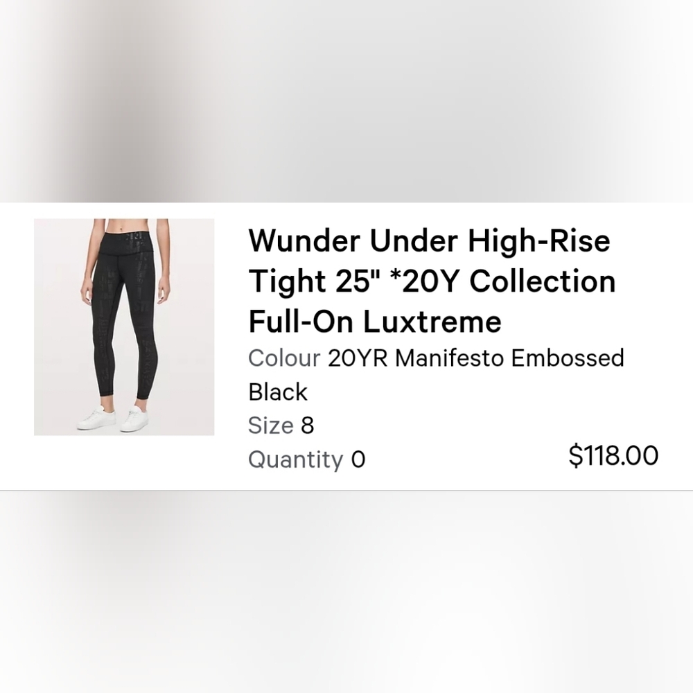 Lululemon Black Wunder Under High-Rise Tight 25"